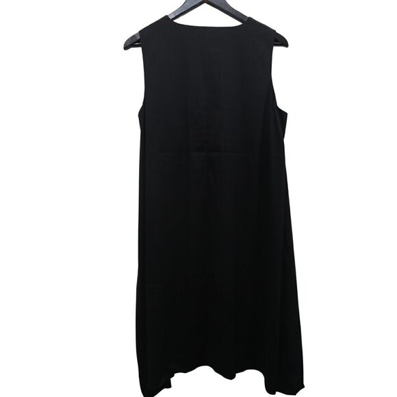 Alfani Sharkbite Hem Split Neck Shift Deco Breeze Dress in Deep Black Size Small - Picture 7 of 7